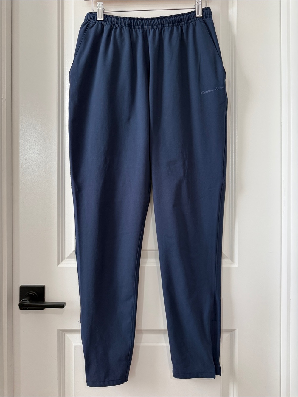 Outdoor Voices Zipper Straight Leg Pant in Navy